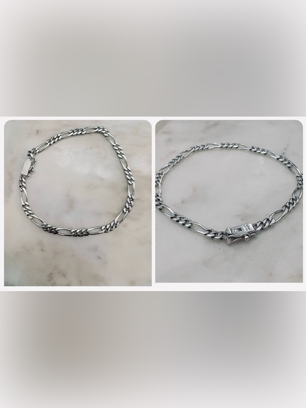 925 Sterling Silver Vintage Mexico Signed Figaro Link Bracelet 8.75 A+ unisex - Picture 5 of 14